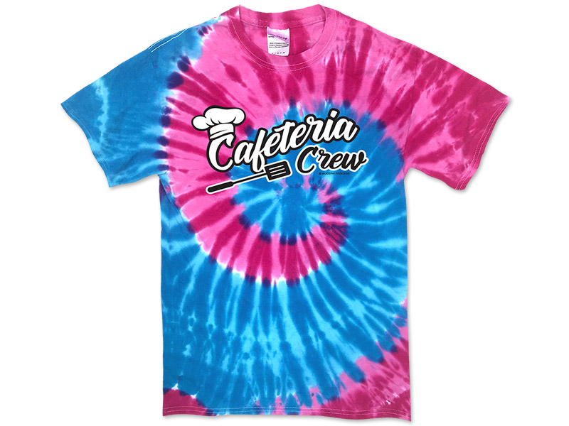 Photo of Tie-Dyed Tee for School Cooks and Education Workers.