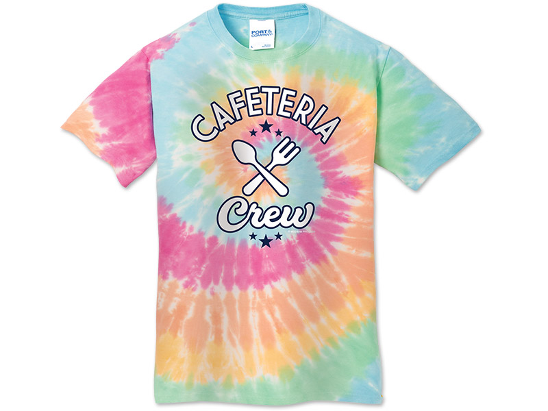 Photo of Tie-Dyed Tee for School Cafeteria Staff.