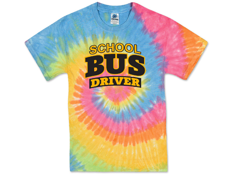 Photo of Tie-Dyed Tee for School Bus Drivers and School Transportation Professionals.
